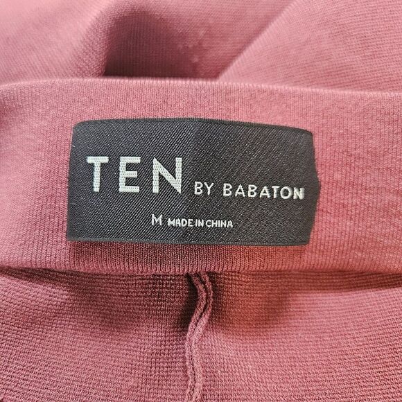 Ten by BABATON Paramount Pant Red High Rise Slit Flare Leg Ponte Knit Pull On M - Picture 7 of 9